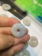 Load image into Gallery viewer, 24-25mm Type A 100% Natural light green/white Jadeite Jade Safety Guardian Button donut Pendant group AJ52 (Add-on items)
