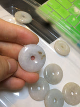 Load image into Gallery viewer, 24-25mm Type A 100% Natural light green/white Jadeite Jade Safety Guardian Button donut Pendant group AJ52 (Add-on items)
