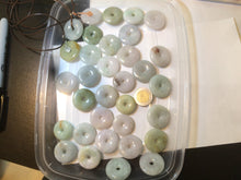 Load image into Gallery viewer, 24-25mm Type A 100% Natural light green/white/purple/red Jadeite Jade Safety Guardian Button donut Pendant group AK39 (Add-on items)

