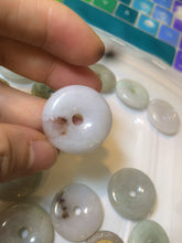 Load image into Gallery viewer, 24-25mm Type A 100% Natural light green/white/purple/red Jadeite Jade Safety Guardian Button donut Pendant group AK39 (Add-on items)
