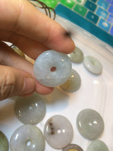 Load image into Gallery viewer, 24-25mm Type A 100% Natural light green/white/purple/red Jadeite Jade Safety Guardian Button donut Pendant group AK39 (Add-on items)
