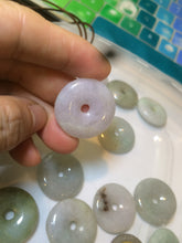 Load image into Gallery viewer, 24-25mm Type A 100% Natural light green/white/purple/red Jadeite Jade Safety Guardian Button donut Pendant group AK39 (Add-on items)
