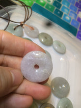 Load image into Gallery viewer, 24-25mm Type A 100% Natural light green/white/purple/red Jadeite Jade Safety Guardian Button donut Pendant group AK39 (Add-on items)
