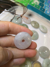 Load image into Gallery viewer, 24-25mm Type A 100% Natural light green/white/purple/red Jadeite Jade Safety Guardian Button donut Pendant group AK39 (Add-on items)
