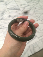 Load image into Gallery viewer, 59.2mm certified 100% Natural oily dark green/black nephrite Jade bangle HE15-3597
