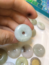 Load image into Gallery viewer, 24-25mm Type A 100% Natural light green/white/purple/red Jadeite Jade Safety Guardian Button donut Pendant group AK39 (Add-on items)
