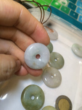 Load image into Gallery viewer, 24-25mm Type A 100% Natural light green/white/purple/red Jadeite Jade Safety Guardian Button donut Pendant group AK39 (Add-on items)
