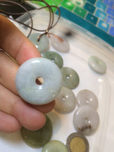 Load image into Gallery viewer, 24-25mm Type A 100% Natural light green/white/purple/red Jadeite Jade Safety Guardian Button donut Pendant group AK39 (Add-on items)
