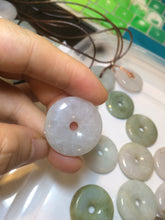 Load image into Gallery viewer, 24-25mm Type A 100% Natural light green/white/purple/red Jadeite Jade Safety Guardian Button donut Pendant group AK39 (Add-on items)
