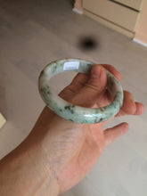 Load image into Gallery viewer, 58mm Certified type A 100% Natural green/white (windflowers, 小碎花) Jadeite Jade bangle AM70-9154
