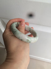 Load image into Gallery viewer, 58mm Certified type A 100% Natural green/white (windflowers, 小碎花) Jadeite Jade bangle AM70-9154
