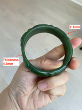 Load image into Gallery viewer, 58mm 100% Natural dark green/gray/black Carving Bamboo nephrite Jade bangle HT54
