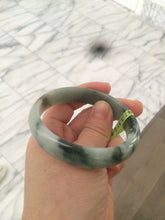 Load image into Gallery viewer, 53mm Certified type A 100% Natural light green/brown/gary floating flower oval jadeite jade bangle Q74-5309
