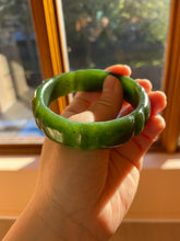 Load image into Gallery viewer, 58mm 100% Natural dark green/gray/black Carving Bamboo nephrite Jade bangle HT54
