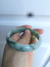 Load image into Gallery viewer, 53mm Certified type A 100% Natural light green/brown/gary floating flower oval jadeite jade bangle Q74-5309
