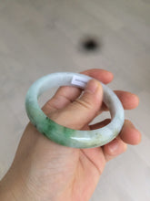 Load image into Gallery viewer, 56.5mm certified 100% natural Type A sunny green/white jadeite jade bangle A80-0458
