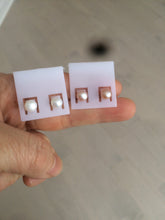 Load image into Gallery viewer, 6mm Genuine cultured freshwater high luster reflective pink/white oblate pearl stud earring AK38 (add on item, Not sale individually.)
