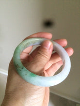 Load image into Gallery viewer, 56.5mm certified 100% natural Type A sunny green/white jadeite jade bangle A80-0458
