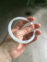 Load image into Gallery viewer, 61.5mm Certified Type A 100% Natural white/brown super thin style Jadeite bangle M53

