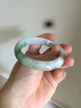 Load image into Gallery viewer, 56.5mm certified 100% natural Type A sunny green/white jadeite jade bangle A80-0458
