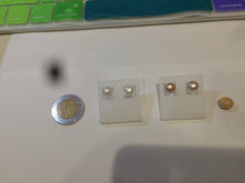 Load image into Gallery viewer, 6mm Genuine cultured freshwater high luster reflective pink/white oblate pearl stud earring AK38 (add on item, Not sale individually.)
