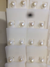 Load image into Gallery viewer, 6mm Genuine cultured freshwater high luster reflective pink/white oblate pearl stud earring AK38 (add on item, Not sale individually.)
