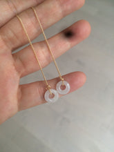 Load image into Gallery viewer, 100% Natural icy watery white/green/brown ring dangling jadeite Jade earring C10
