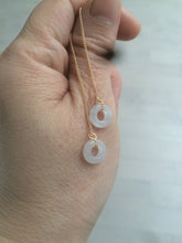 Load image into Gallery viewer, 100% Natural icy watery white/green/brown ring dangling jadeite Jade earring C10
