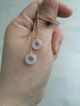 Load image into Gallery viewer, 100% Natural icy watery white/green/brown ring dangling jadeite Jade earring C10
