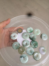 Load image into Gallery viewer, 24-25mm Type A 100% Natural dark green/white Jadeite Jade Safety Guardian Button donut Pendant group AK40-2 (Add-on items)

