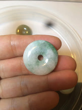Load image into Gallery viewer, 24-25mm Type A 100% Natural dark green/white Jadeite Jade Safety Guardian Button donut Pendant group AK40-2 (Add-on items)
