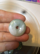 Load image into Gallery viewer, 24-25mm Type A 100% Natural dark green/white Jadeite Jade Safety Guardian Button donut Pendant group AK40-2 (Add-on items)

