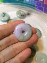 Load image into Gallery viewer, 24-25mm Type A 100% Natural dark green/white Jadeite Jade Safety Guardian Button donut Pendant group AK40-2 (Add-on items)
