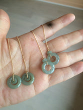 Load image into Gallery viewer, 100% Natural icy watery blue/grenn/yellow safe and sound mom and daughter buckle dangling Guatemala jadeite Jade earring C6
