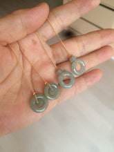 Load image into Gallery viewer, 100% Natural icy watery blue/grenn/yellow safe and sound mom and daughter buckle dangling Guatemala jadeite Jade earring C6
