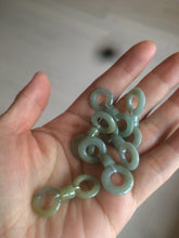 Load image into Gallery viewer, 100% Natural icy watery blue/grenn/yellow safe and sound mom and daughter buckle dangling Guatemala jadeite Jade earring C6
