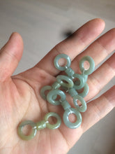 Load image into Gallery viewer, 100% Natural icy watery blue/grenn/yellow safe and sound mom and daughter buckle dangling Guatemala jadeite Jade earring C6
