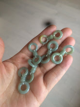 Load image into Gallery viewer, 100% Natural icy watery blue/grenn/yellow safe and sound mom and daughter buckle dangling Guatemala jadeite Jade earring C6
