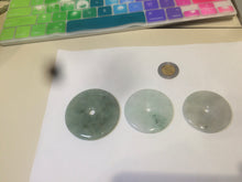 Load image into Gallery viewer, 40.5-51mm Type A 100% Natural light green Jadeite Jade Safety Guardian Button donut Pendant/worry stone/car hanger group L103 (add on item)
