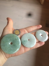Load image into Gallery viewer, 40.5-51mm Type A 100% Natural light green Jadeite Jade Safety Guardian Button donut Pendant/worry stone/car hanger group L103 (add on item)
