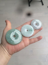 Load image into Gallery viewer, 40.5-51mm Type A 100% Natural light green Jadeite Jade Safety Guardian Button donut Pendant/worry stone/car hanger group L103 (add on item)
