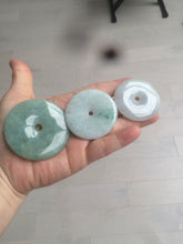 Load image into Gallery viewer, 40.5-51mm Type A 100% Natural light green Jadeite Jade Safety Guardian Button donut Pendant/worry stone/car hanger group L103 (add on item)

