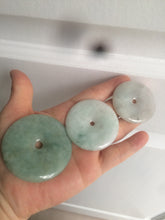 Load image into Gallery viewer, 40.5-51mm Type A 100% Natural light green Jadeite Jade Safety Guardian Button donut Pendant/worry stone/car hanger group L103 (add on item)
