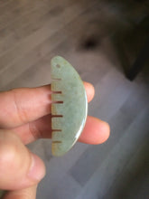 Load image into Gallery viewer, 100% Natural icy watery light green/gray Jadeite gua sha (刮痧) Jadeite jade Comb E77 (Add on item! not sale individually)
