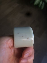 Load image into Gallery viewer, 100% Natural beige with brown flying dandelions nephrite Jade men&#39;s thumb ring HE10
