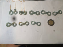 Load image into Gallery viewer, 100% Natural icy watery blue/grenn/yellow safe and sound mom and daughter buckle dangling Guatemala jadeite Jade earring C6
