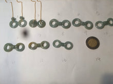 Load image into Gallery viewer, 100% Natural icy watery blue/grenn/yellow safe and sound mom and daughter buckle dangling Guatemala jadeite Jade earring C6
