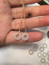 Load image into Gallery viewer, 100% Natural icy watery white/green/brown ring dangling jadeite Jade earring C10
