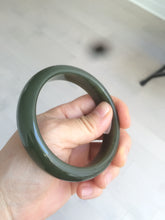 Load image into Gallery viewer, 59.2mm certified 100% Natural oily dark green/black nephrite Jade bangle HE15-3597
