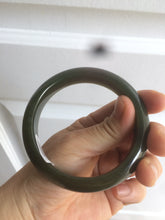 Load image into Gallery viewer, 59.2mm certified 100% Natural oily dark green/black nephrite Jade bangle HE15-3597
